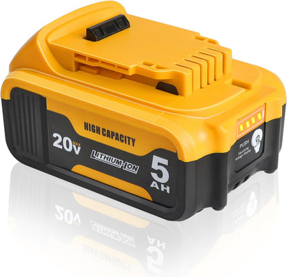 AMICROSS 2 Pack 20V 5000mAh Battery Replacement for Dewalt 20V Battery Compatible with DCB206 DCB200 DCB201 DCB204 20 Volt Lithium-Ion MAX DCD/DCF/DCG Series Cordless Tools & Chargers DCB112 DCB115