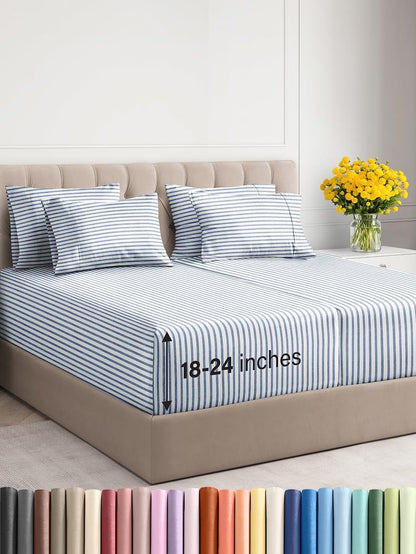 Extra Deep Queen Sheet Set - 6 Piece Breathable & Cooling Sheets - Hotel Luxury Bed Sheets Set - Easy & Secure Fit - Soft, Wrinkle Free & Comfy Sheets Set - White Sheet Set w/Extra Deep Pockets