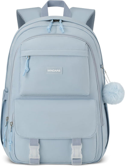 WINDARS Backpacks for Girls, 15.6 Inch School Bag Cute Waterproof laptop Bookbag Large College Backpack for Teen Women Students Anti Theft Travel Daypack Black