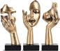 oliruim 3 Pcs Thinker Small Statue Set - Black Gold Abstract Art Figurines Home Living Room Aesthetic Decor Floating Shelf Coffee Table Office Desk Bathroom Counter Decor (3 PCS Gold)