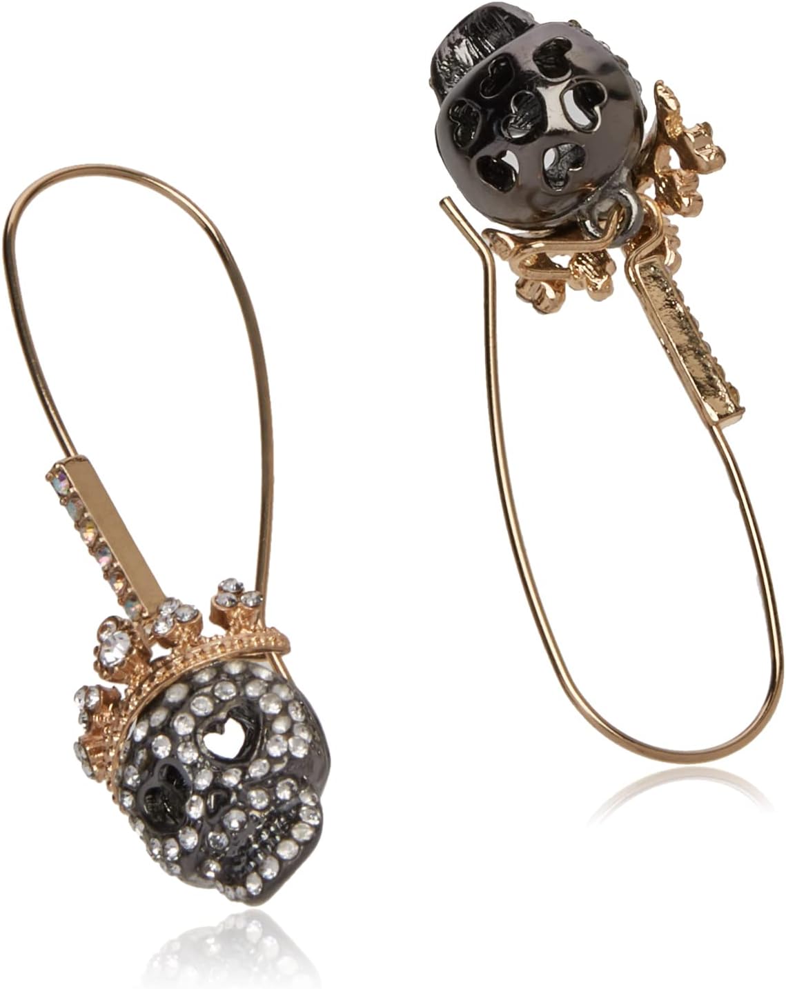 Betsey Johnson Pave Skull Long Drop Earring