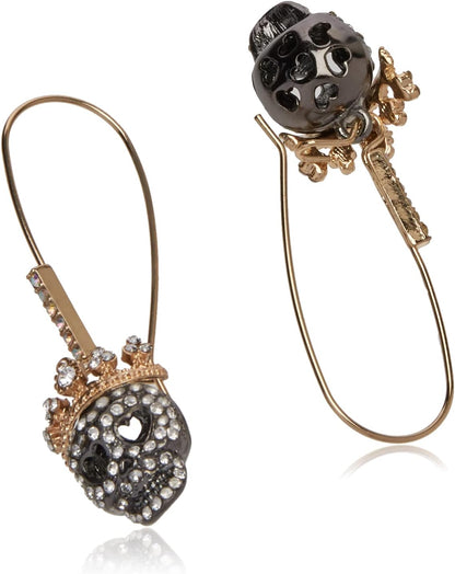 Betsey Johnson Pave Skull Long Drop Earring