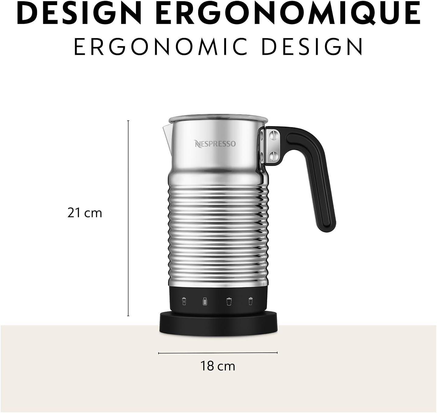 Nespresso Aeroccino 4 Milk Frother - Automatic Hot & Cold Foam Maker for Coffee, Latte, Cappuccino, and Macchiato - Silver
