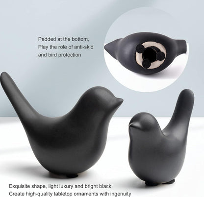 Notakia Small Birds Statues Pink Home Decor Modern Style Decorative Ornaments for Living Room, Bedroom, Office Desktop, Cabinets (Black 2Pcs)