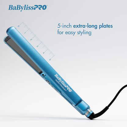 BaBylissPRO Nano Titanium & Ceramic Ultra-Slim Hair Straightener, Extra-Long Dual Voltage Flat Iron with Floating Plates