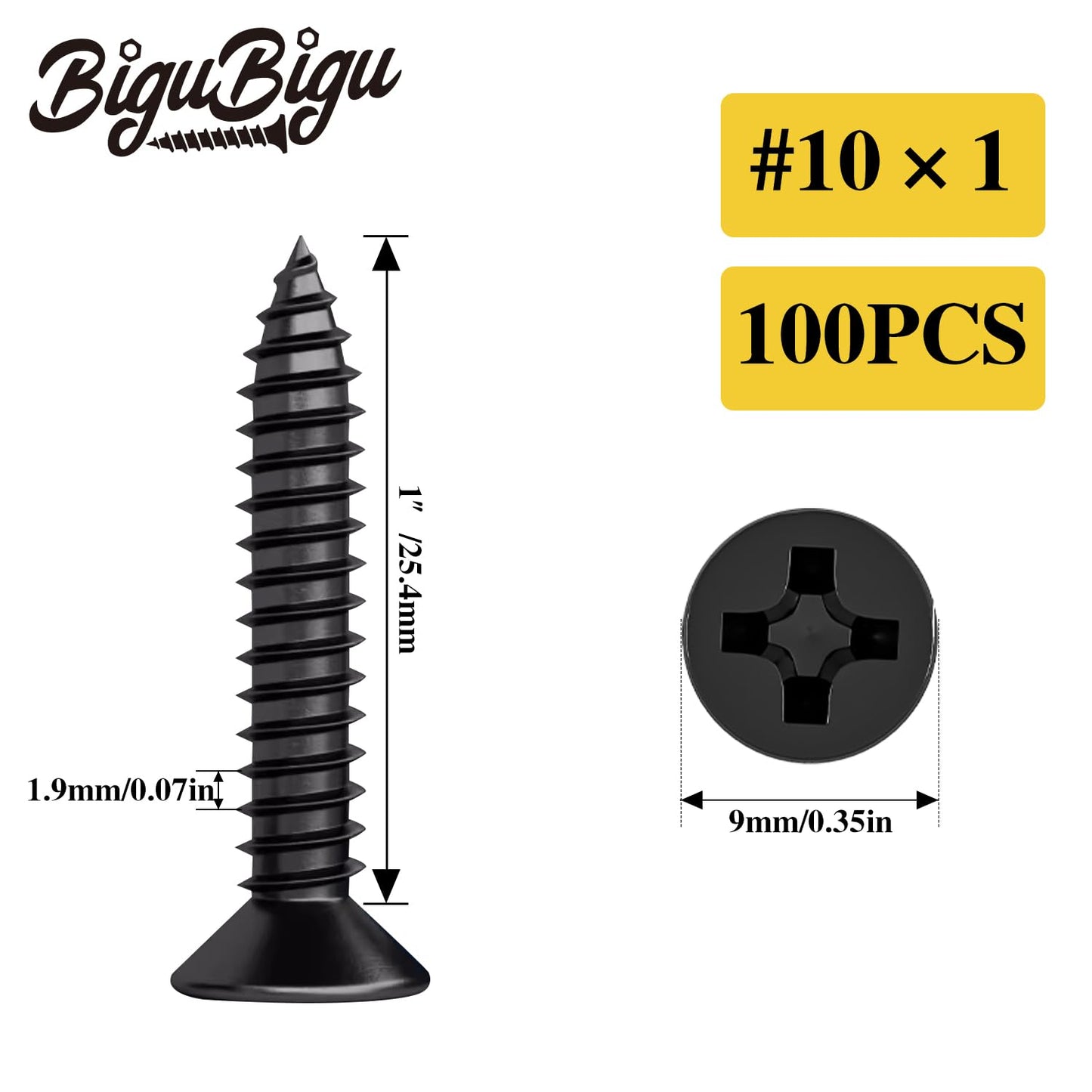 #4 * 2" Wood Screws, Flat Head Phillips Black Stainless Steel, 100Pcs Corrosion Resistant for Wood, Drywall Applications, and Outdoor Use