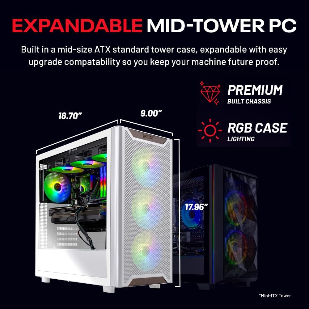 Skytech Nebula Gaming PC Desktop, Intel i5 14400F 2.5 GHz (4.7GHz Turbo), NVIDIA RTX 5060 8GB, 1TB NVMe SSD, 16GB DDR5 RAM 6000, 650W Gold PSU, Wi-Fi, Win 11