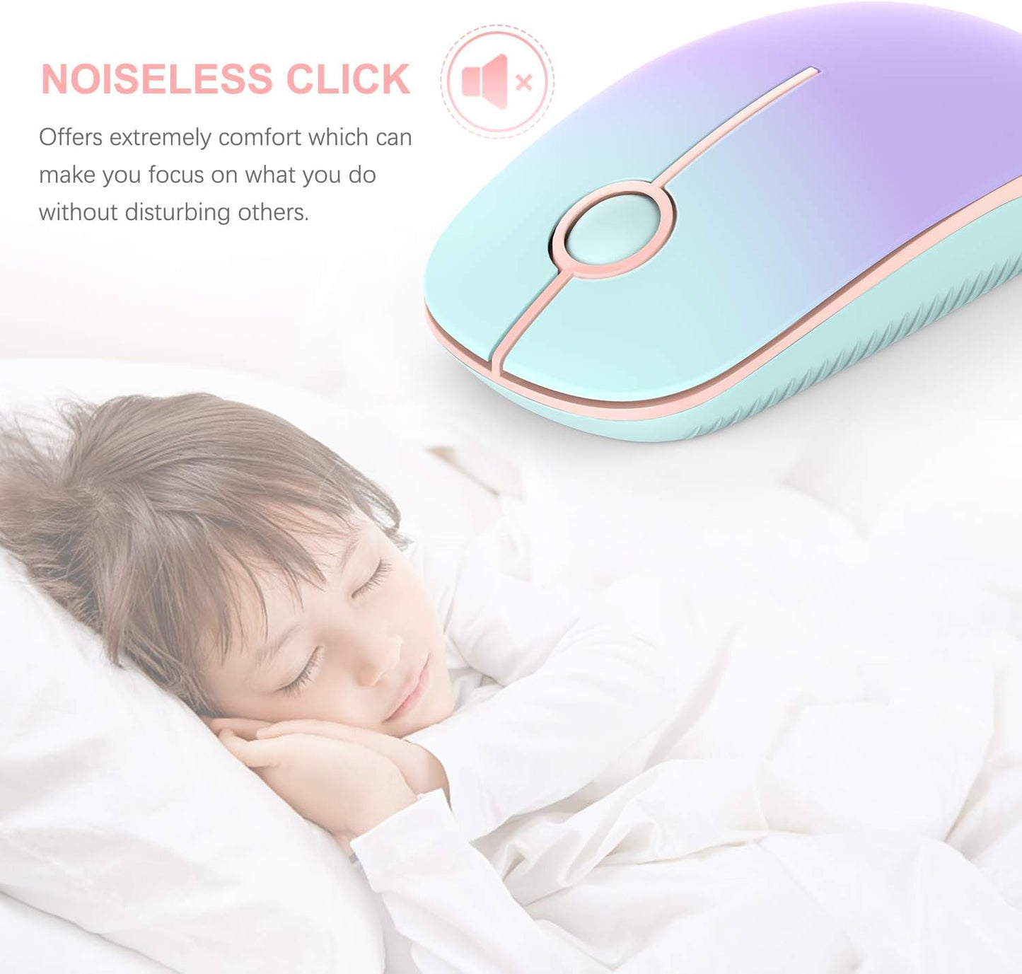 Wireless Mouse, Vssoplor 2.4G Slim Portable Computer Mice with Nano Receiver for Notebook, PC, Laptop, Computer (Black and Sapphire Blue)