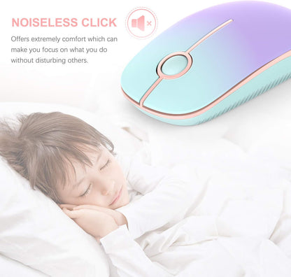 Wireless Mouse, Vssoplor 2.4G Slim Portable Computer Mice with Nano Receiver for Notebook, PC, Laptop, Computer (Black and Sapphire Blue)