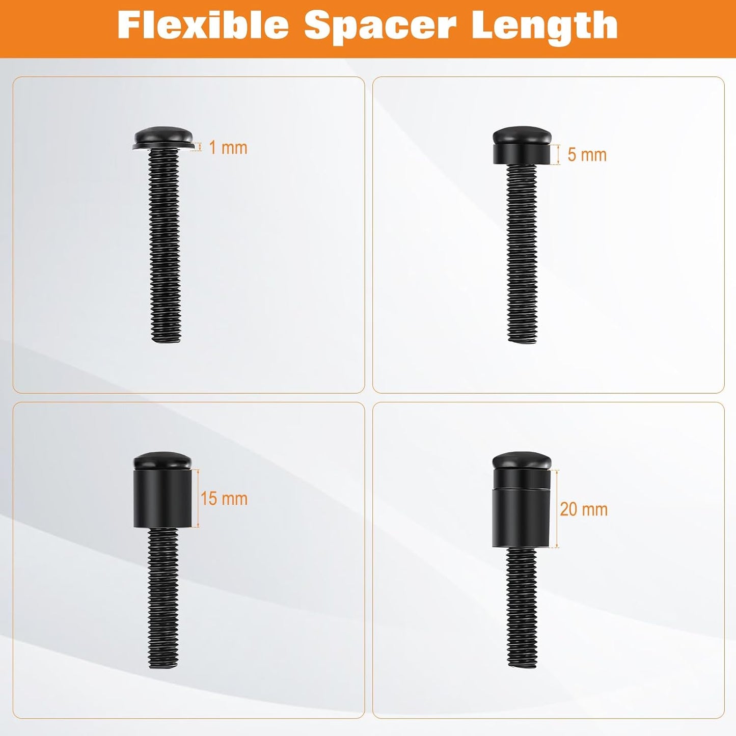 Universal TV Mounting Hardware Screw Kit Set - M4 M5 M6 M8 Screws,Spacers and Washers for Most TV/Monitor VESA Mount, TV Mount Replacement Screws with Box up to 80 inch(Black)