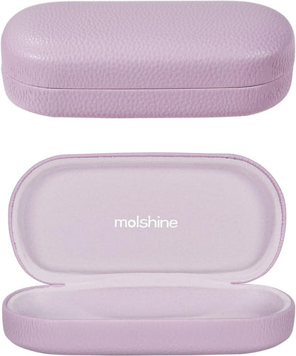molshine Hard Shell Leather Sunglasses Case,Classic Large Glasses Case for Women Men,Sunglass Eyeglasses