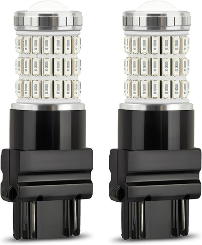 AUXLIGHT 3157 3156 4157 3057 3357 LED Bulbs, Ultra Bright 60-SMD LED Replacement for Turn Signal Blinker Lights, Brake/Tail Lights, Parking/Running Lights, Amber Yellow (Pack of 2)