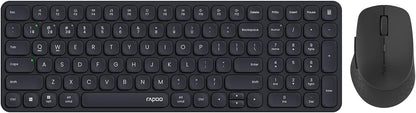 RAPOO Keyboard and Mouse Wireless - 9010M Multi-Device Wireless Keyboard Mouse Combo, 2.4GHz/Bluetooth 5.0/4.0 Wireless Keyboard Mouse Set for Windows/Mac/Linux/Chrome, Support 4 Devices, Silent Click
