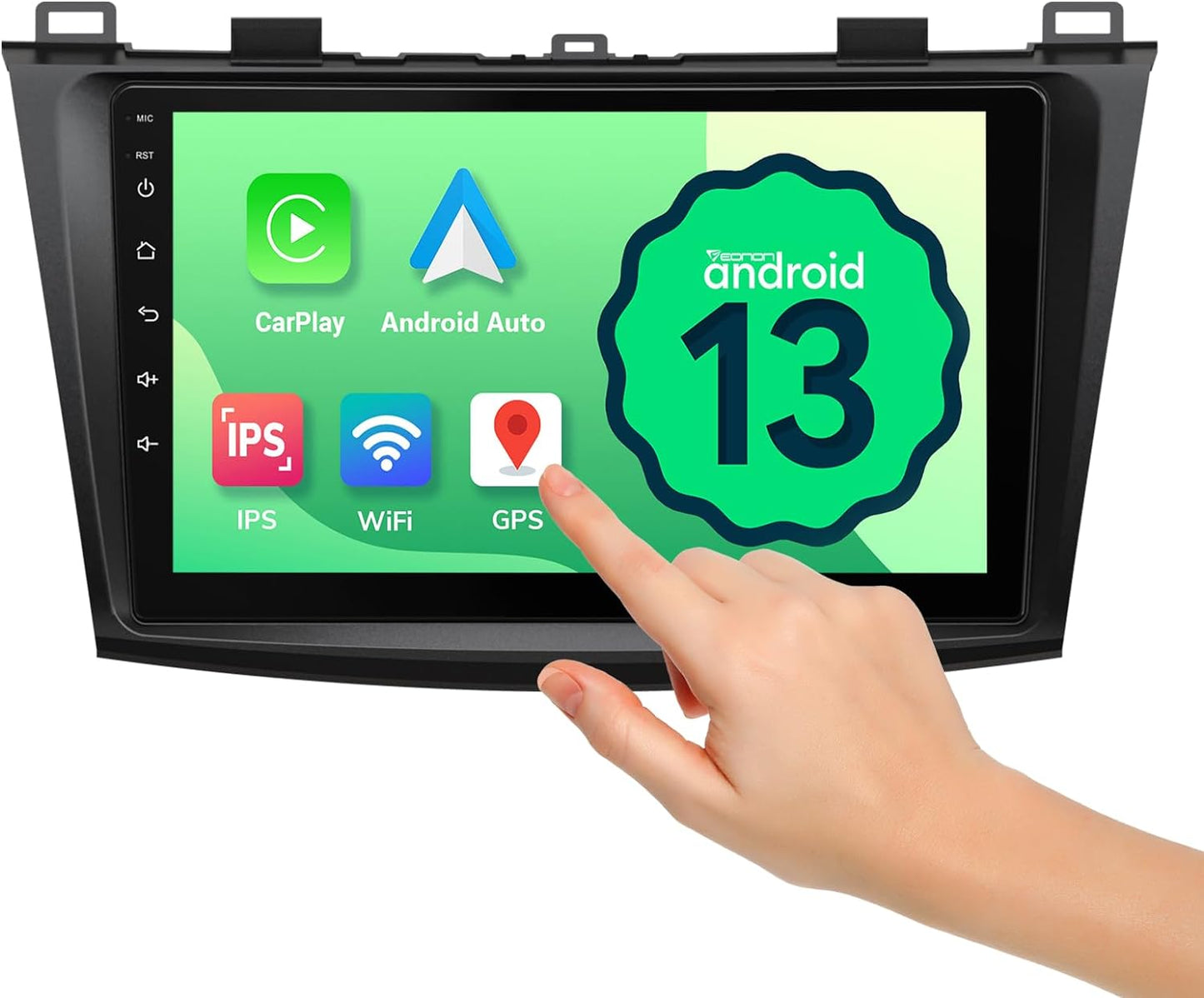 Eonon Android 13 Radio Compatible with Mazda 3 2010 2011 2013 2013 CarPlay & Android Auto, 2GB+32GB, Car Stereo for 2010-2013 Mazda 3 Headunit, 9'' IPS Screen, Bluetooth 5.4, Backup Camera-M3BLA13