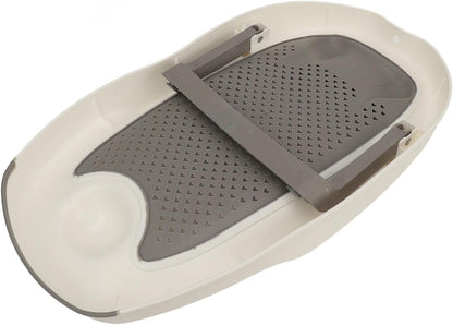 Foldable Baby Bath Support with Hollow Pattern, Ergonomic Design 3 Point Mechanical Structure, Universal Fit for Home Bathroom (Grey)