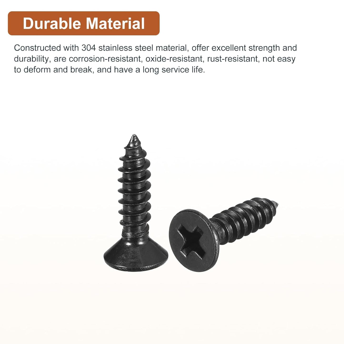 DTGN 100Pcs #8x1 Flat Head Wood Screws, 304 Stainless Steel Phillips Self Tapping Screws - Good for Woodworking, Furniture - Silver