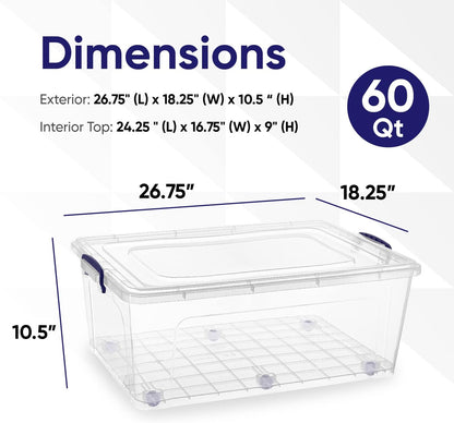 Superio Storage Bins with Lids- 3 Pack, 1.85 Qt Clear Boxes for Organizing, Stackable Plastic Containers- BPA Free, Non-Toxic, Odor Free, Organizer for Home, Office, Dorm
