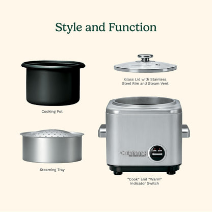 Cuisinart Rice Cooker, 4-Cup, Cook & Warm, Dishwasher-safe Removable Parts (CRC-400C)