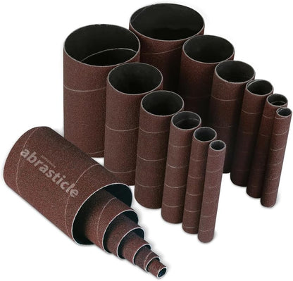 18 Pack Spindle Sander Sleeves, Sanding Sleeves for Oscillating Sander, 80 150 240 Assorted Grit Sandpaper, 4-1/2" Length, 1/2",3/4",1",1-1/2", 2", 3" Diameter