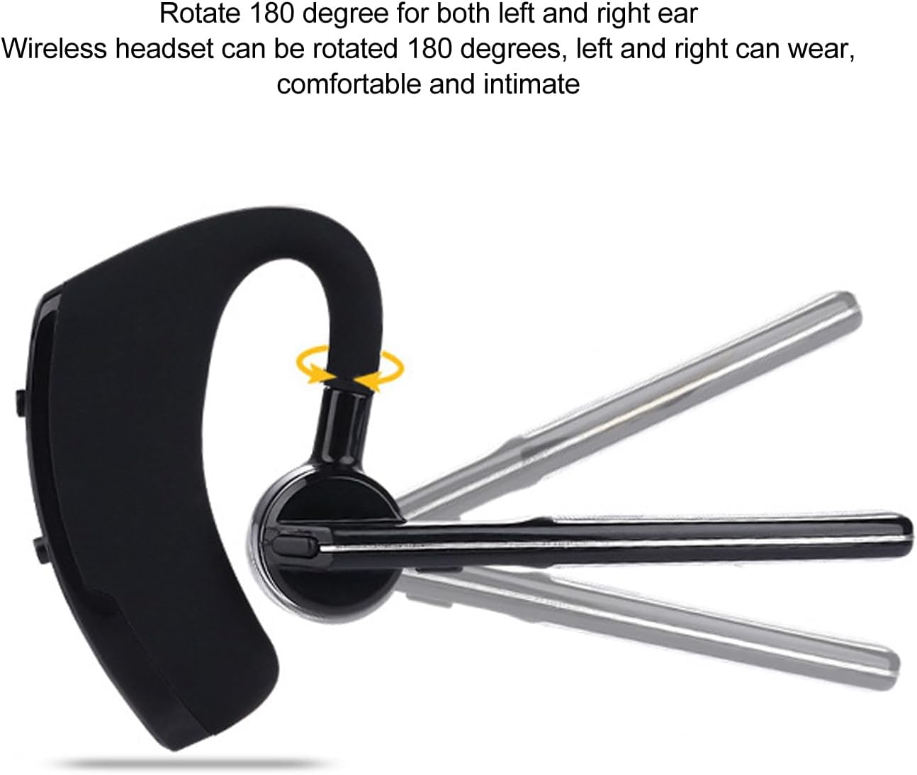 BT Earpiece, Cordless Handsfree Headset with Microphone, Noise Cancelling Single Ear Headset, Driving BT Headset for Phone Business Office Cell Phone