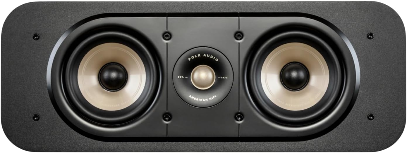 Polk Signature Elite ES35 Slim Center Channel Speaker - Hi-Res Audio Certified, Dolby Atmos & DTS:X Compatible, 1" Tweeter & (6) 3" Woofers, Dual Power Port for Effortless Bass, Stunning Black