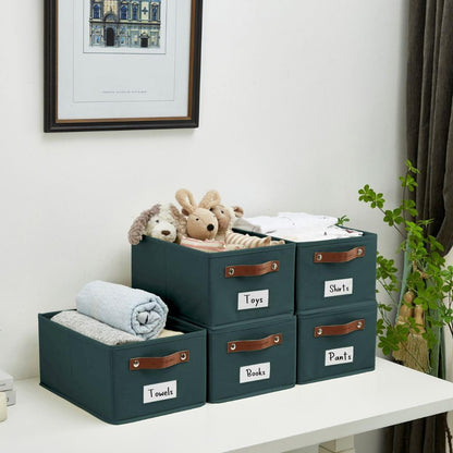 DECOMOMO Cube Storage Bin, Storage Cubes with Labels, Baskets for Shelves Kallax Linen Closet Organizers (Cube 10.5x11"/ 6pcs, Black)