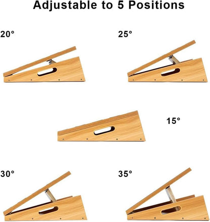 StrongTek Wooden Slant Board, Adjustable Incline, Side Handles, Non-Slip