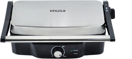 IMUSA Stainless Steel Panini Press Electric with Adjustable Temperature Settings and Nonstick Plates, 1200W - PuriLite