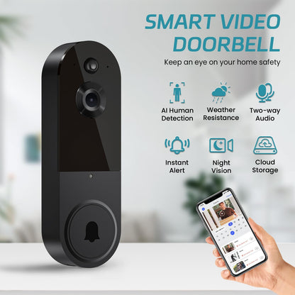 Occuwave 1080P Video Doorbell Camera Wireless, Cloud Storage, Live View, 2-Way Audio, Night Vision, Included Ring Chime, 2.4Ghz WiFi Only, Indoor Surveillance, Real-Time Alert (Silver)