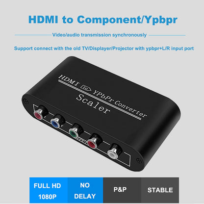 HDMI to Component Video Converter Female to Female 1080p 60Hz RGB YPbPr 5RCA Adapter with Power Supply for TV Monitor Projector - PuriLite