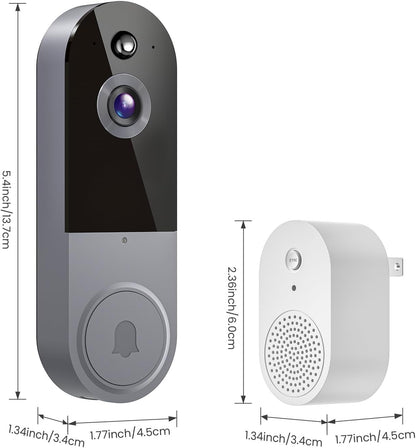 Occuwave 1080P Video Doorbell Camera Wireless, Cloud Storage, Live View, 2-Way Audio, Night Vision, Included Ring Chime, 2.4Ghz WiFi Only, Indoor Surveillance, Real-Time Alert (Silver)
