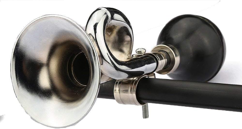 AUTUT 2 Pcs Bugle Horn Retro Clown Horn Kids Bike Horn Metal Air Horn with Squeeze Bulb for Bicycle, Golf Cart