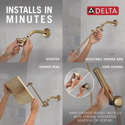Delta Faucet 10-inch Raincan Shower Head and Hand Held Shower Combo, Black Square Shower Head, Rainfall Shower Head, Hand Shower, High Pressure Shower Head, 1.75 GPM Flow Rate, Matte Black 75527-BL
