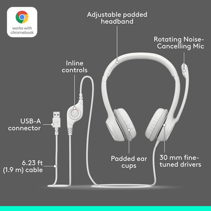 Logitech Zone 301 Wireless Bluetooth Headset with Noise-Canceling Microphone, Compatible with Windows, Mac, Chrome, Linux, iOS, iPadOS, Android – Graphite
