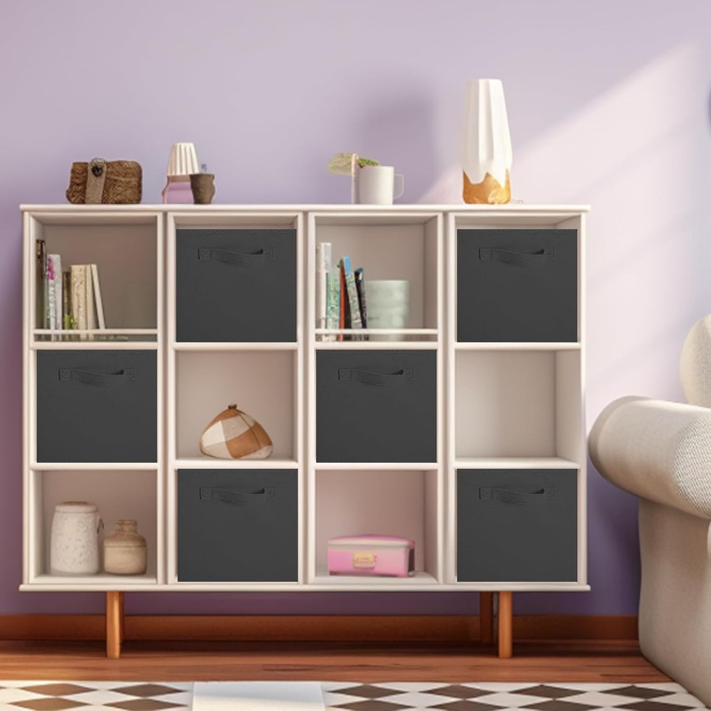 ShellKingdom Storage Bins, Foldable Fabric Storage Cubes And Cloth Organizer Drawer For Closet And Toys, 6 Pack (Lavender+Light Blue+Pink)