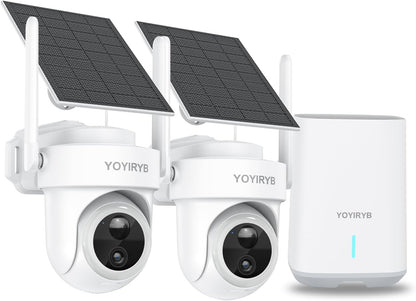 Security Cameras Wireless Outdoor, No Subscription, [2025 New] 4K Home Security Camera System for Camera Surveillance, Flexible Solar Panel, 360° Tracking & Color Night Vision, 2.4&5G WiFi, Easy Setup
