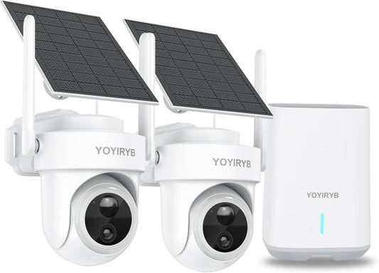 Security Cameras Wireless Outdoor, No Subscription, [2025 New] 4K Home Security Camera System for Camera Surveillance, Flexible Solar Panel, 360° Tracking & Color Night Vision, 2.4&5G WiFi, Easy Setup