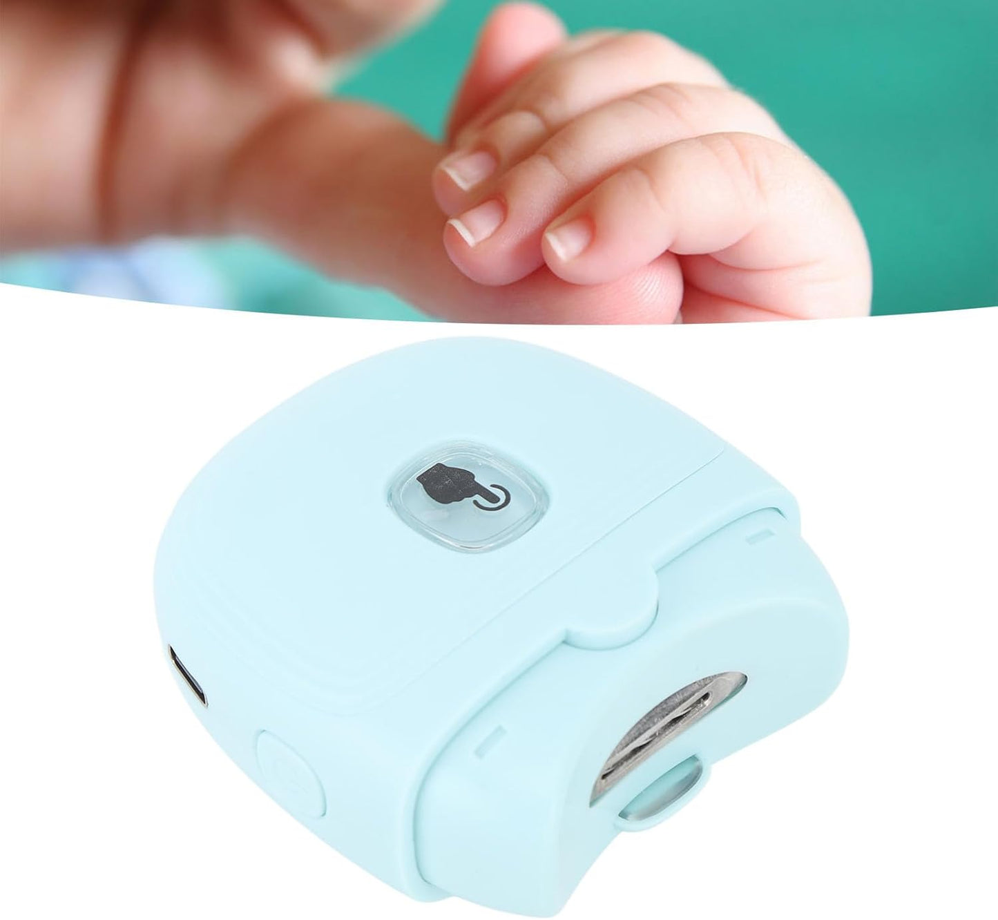Electric Automatic Nail Clipper with Light and 2 Speeds, Fingernail Cutter, USB Rechargeable Fingernail Trimmer for Kids, Seniors and Adult (Tea Green)