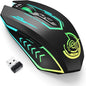 Wireless Gaming Mouse Up to 10000 DPI, UHURU Rechargeable USB Wireless Mouse with 6 Buttons 7 Changeable LED Color Ergonomic Programmable MMO RPG for PC Laptop, Compatible with Windows Mac