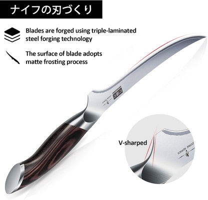 HOSHANHO Fillet Knife 7 Inch, Super Sharp Boning Knife in High Carbon Stainless Steel, Professional Japanese Fish Knife for Meat Poultry Cutting