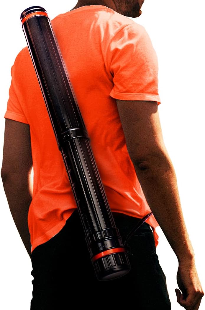 VViViD 17.5” - 29.5” inch Black Telescoping Storage Tube, with Carrying Strap, for Posters, Documents, Art, Blueprints, and More