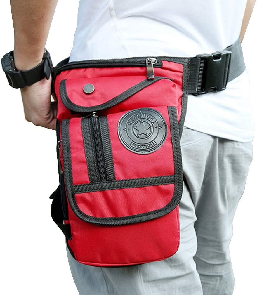 Motorcycle Drop Leg Bag Nylon Waist Pack for Men Women Travel Hiking Tactical Cycling Bike Ride Riding Crossbody Shoulder Fanny Pouch