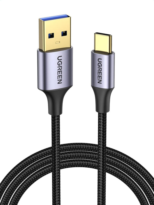 UGREEN USB to USB C Cable USB 3.0 5Gbps Data Transfer Type C Cable Fast Charging Nylon Braided Cord Compatible with Android Auto, iPhone 16 15 Pro, Galaxy S25 S24 S23 Ultra, PS5 Controller, 6ft