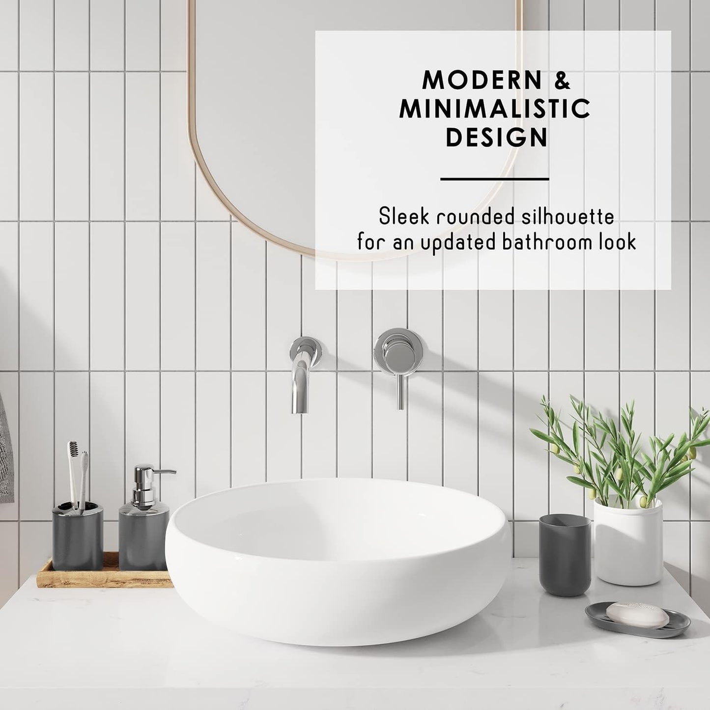 Clara Clark Bathroom Set - Gray Bathroom Accessories Set, Bathroom Sets with Shower Curtain and Rugs, 23PC Shower Curtain Set with Liner, Soap Dispenser, Soap Dish, Toilet Brush Holder, and Trash Can