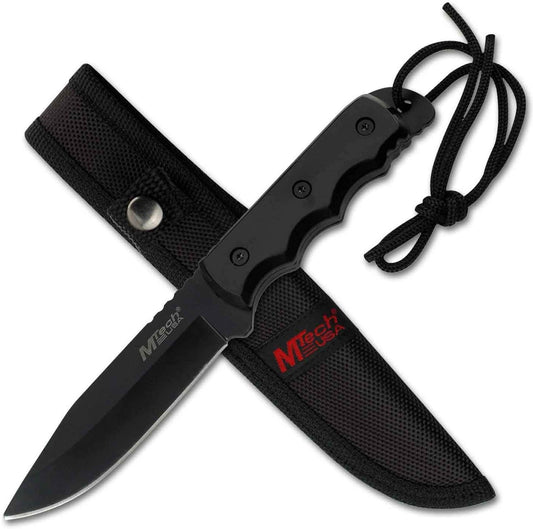 MTech USA MT-20-35 Series Fixed Blade Knife, Black Drop Point Blade, Plastic Handle, 8-Inch Overall