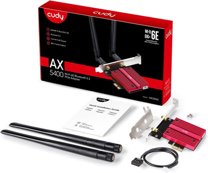 Cudy Wi-Fi 6E Bluetooth 5.3 PCIe Adapter AX5400 with OFDMA WE3000S, WE3000S