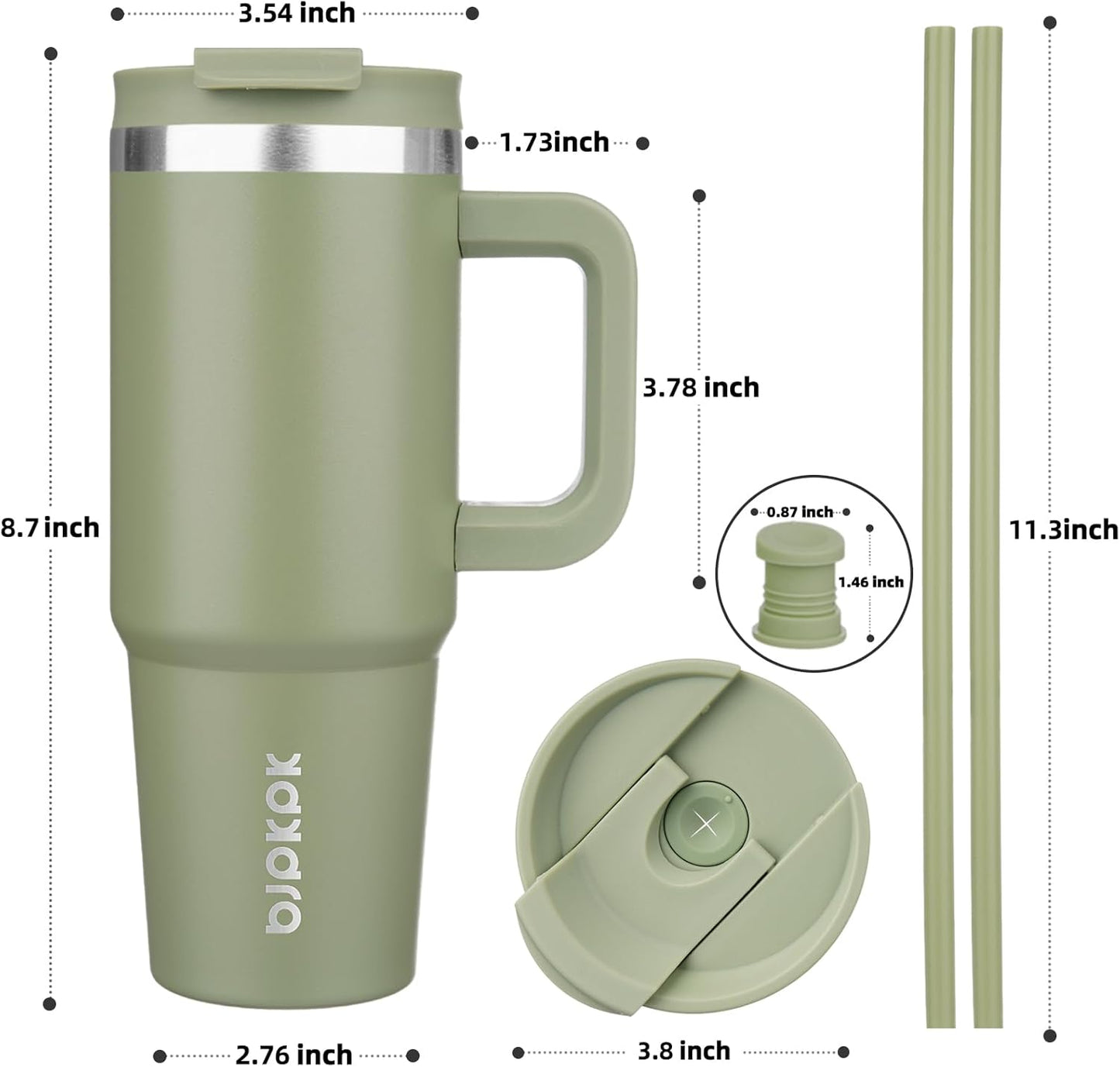 BJPKPK Tumbler with Handle and Straw 30oz Insulated Tumbler Cups with Lid Stainless Steel Travel Coffee Mug,Indigo Black
