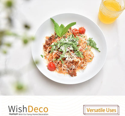 WishDeco White Pasta Bowls Set of 4, Porcelain Salad Bowls 37 oz / 1100 ml, Wide and Shallow Serving Bowl 9 Inch / 23 cm, Large Pasta Plates, Serving Dishes for Soup, Dinner, Microwave Safe