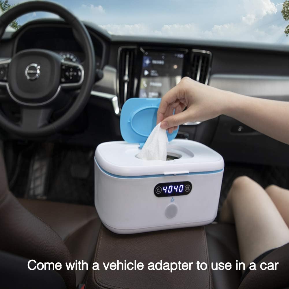 Bellababy Wipe Warmer with Night Light for Diaper Changes, with Car Charger for Portable use, Constant Temp Control Touch Screen, Wipes Dispenser Holder