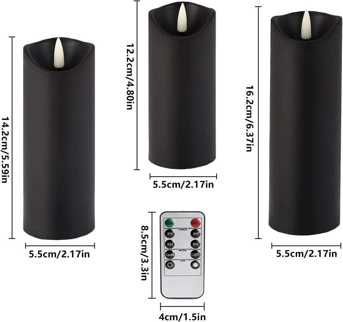 24 Pack Black LED Flameless Candles with Remote and Timer Realistic Flickering Battery Pillar Lights for Home Decor,Party,Idea Gift and Special Festivals